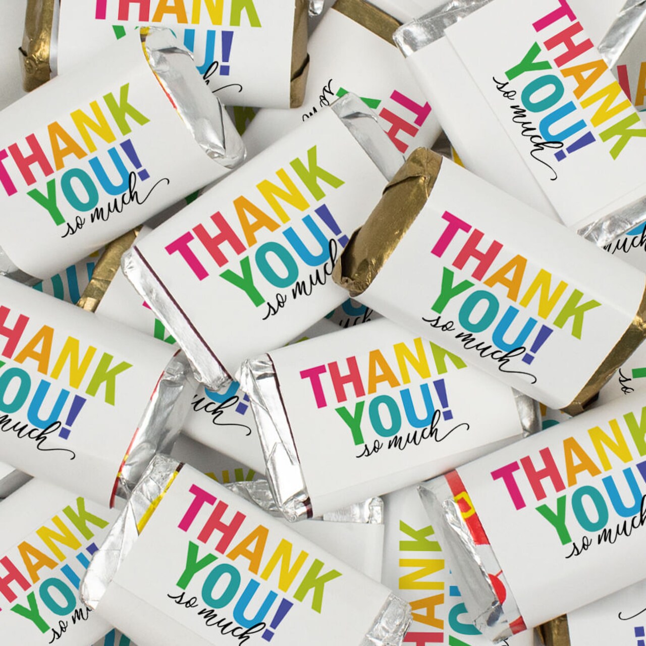 Thank You Candy For Party Favors (Approx. 100 Pcs Milk Chocolate Hershey's Kisses & 40 Pcs Wrapped Miniatures) - Colorful Thank You